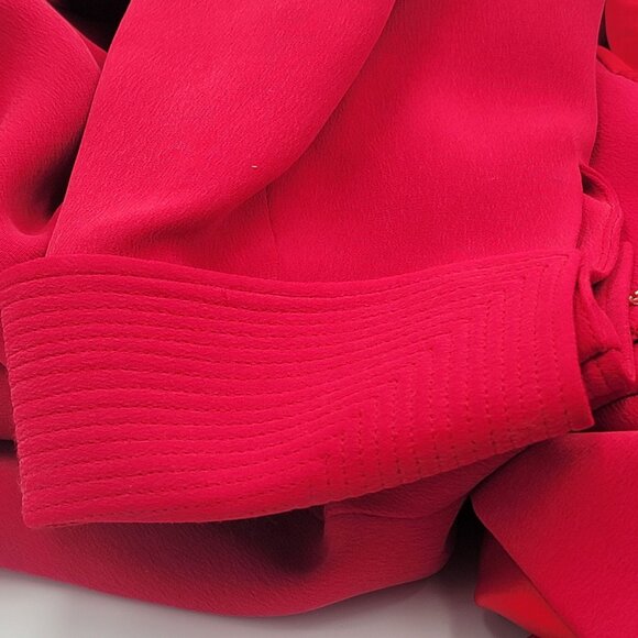 Vtg Silk Red Long-Sleeve Blazer With Knot Button Closures & Wide Collar - Picture 15 of 16